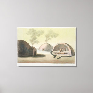 Toile Une cérémonie de Temazcalli (gravure de couleur)