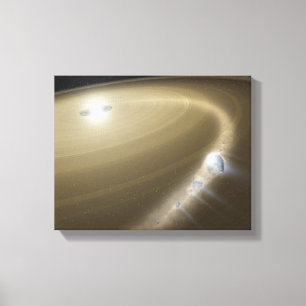 Toile Une comète déchirée vers des schreds autour d'une