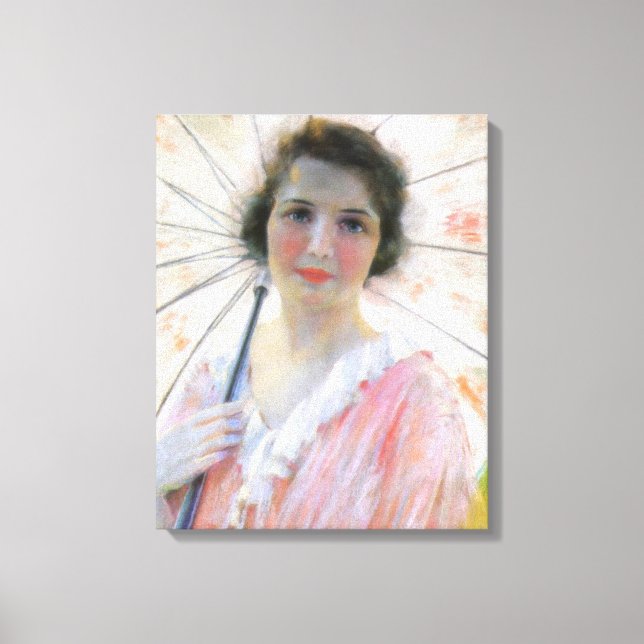 Toile Une dame en robe rose avec un parasol (Robert Reid (Recto)
