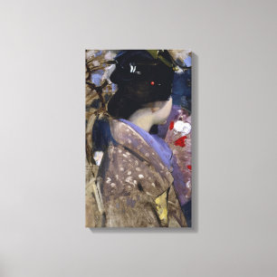 Toile Une dame japonaise avec un fan de George Henry