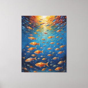 Toile une école de poissons nageant dans l'eau