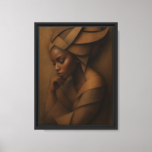 Toile Une femme africaine élégante en Robes Brown Portra