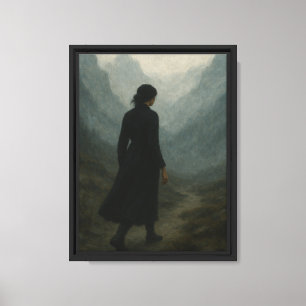 Toile Une Femme Marchant À Travers Les Montagnes Misty