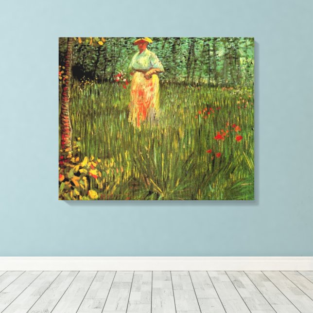 Toile Une femme marchant dans un jardin par Vincent van  (Insitu (Plancher de Bois))