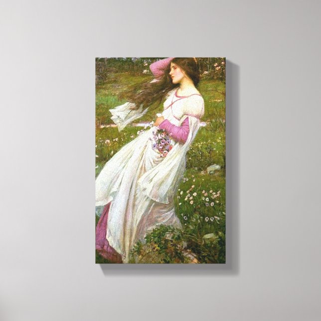 Toile Une femme ramasse des fleurs dans le vent (Recto)