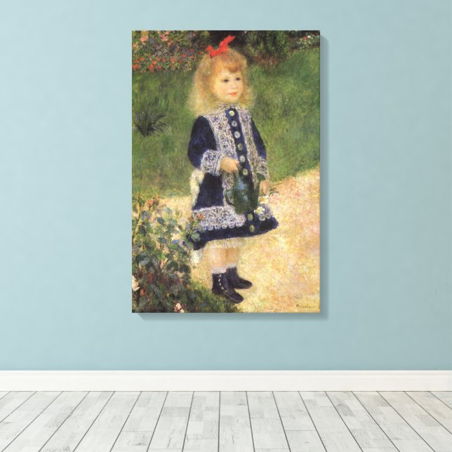 Toile Une fille à la canne d'arrosage par Pierre Renoir (Insitu (Plancher de Bois))