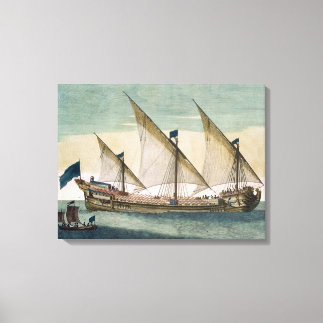 Toile Une galère à trois mâts en cours de navigation, av (Recto)