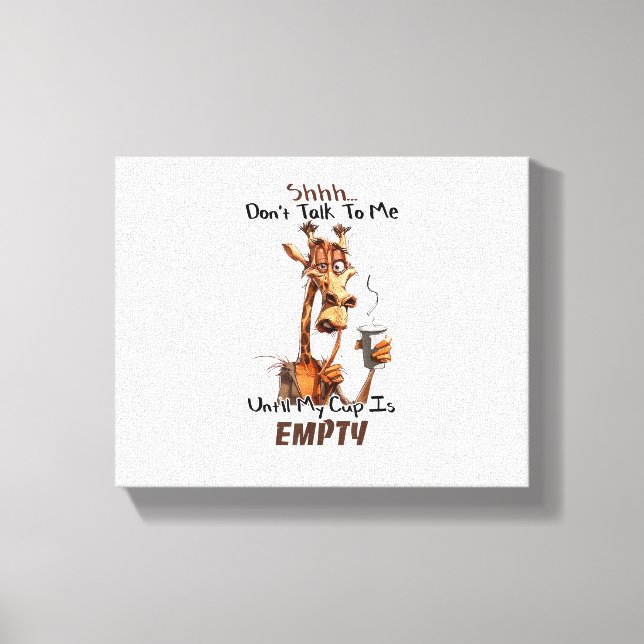 Toile Une girafe froide avec une tasse de café  (Recto)