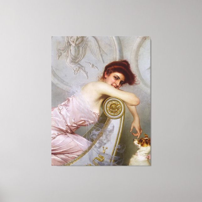 Toile Une jeune dame avec son chiot par Vittorio Corcos (Recto)