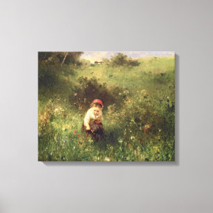 Toile Une jeune fille dans un champ