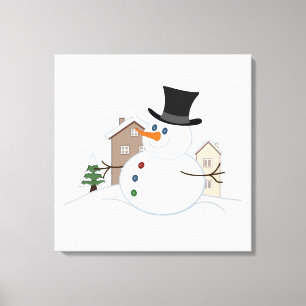 Toile Une joyeuse illustration de Noël Snowman