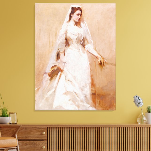 Toile Une mariée en robe de mariée blanche, peinture cél (Insitu(Salon))