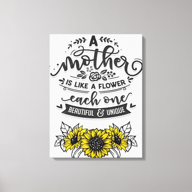 Toile Une mère est comme une fleur, mignonne cadeau de f (Recto)