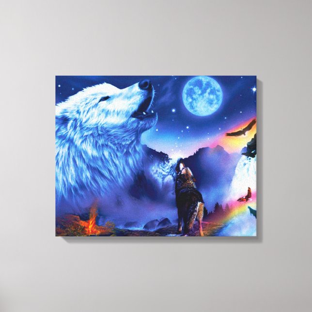 Toile Une meute de loups une nuit noire (Recto)