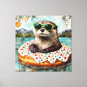 Toile Une Otter en vacances dans une beigne flottante