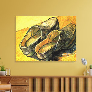Toile Une paire de sabots en cuir par Vincent van Gogh