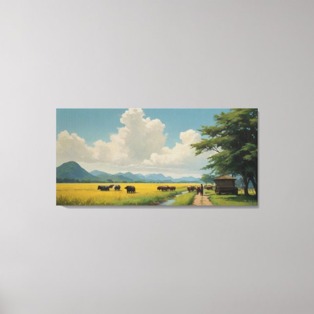 Toile une peinture d'un groupe de vaches dans un champ v (Recto)