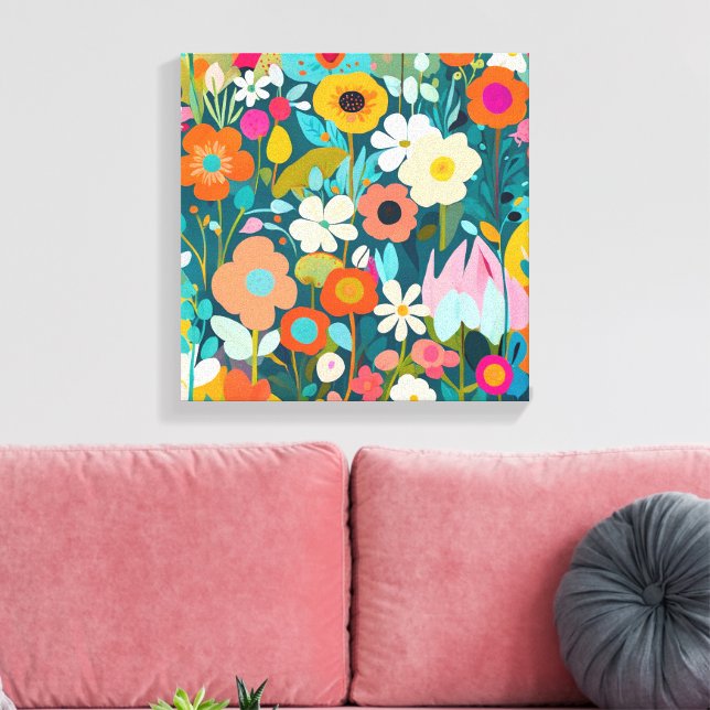 Toile Une pièce d'art de jardin fleuri, aux couleurs viv (Insitu(Salon))