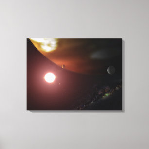 Toile Une planète de géant de gaz satellisant une éto