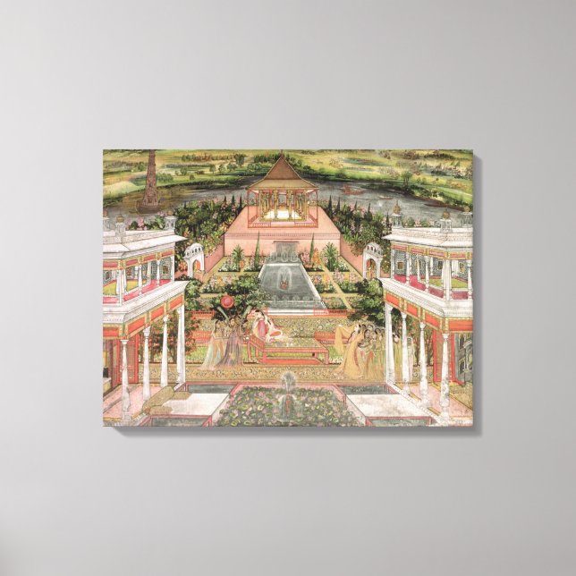 Toile Une princesse moghole dans son jardin (gouache sur (Recto)