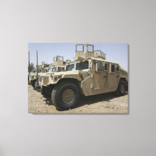 Toile Une rangée des humvees des militaires Polic de