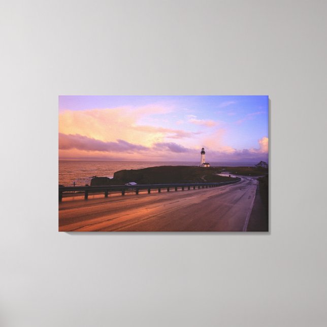 Toile Une Route Et Un Phare Le Long De La Côte Au Couche (Recto)