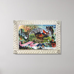 Toile Une salutation de Noël, carte postale victorienne