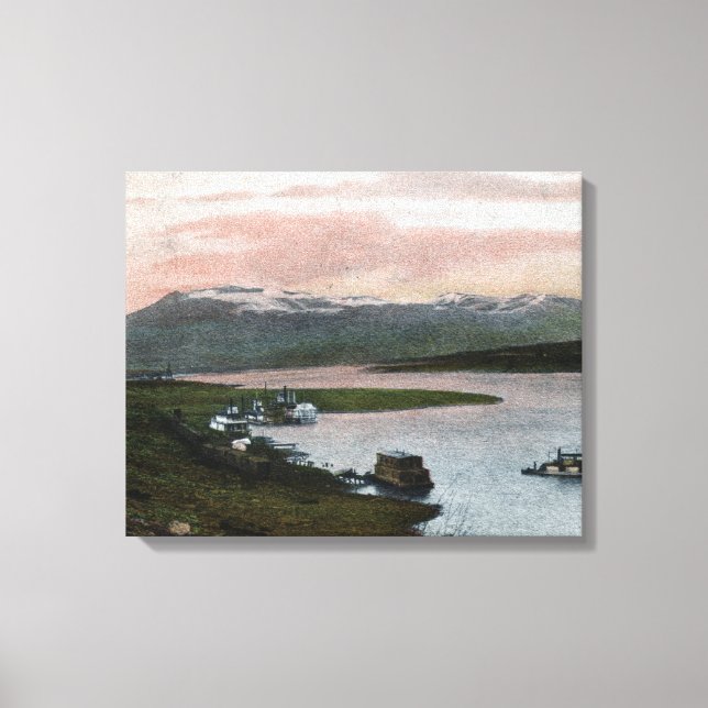 Toile Une scène de bateau de rivière Columbia (Recto)