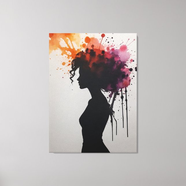 Toile une silhouette d'une femme avec une plaque de pein (Recto)