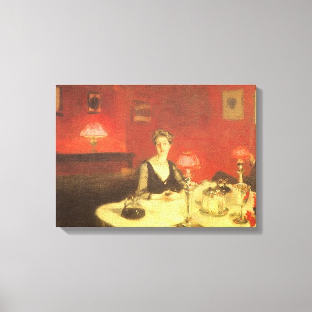 Toile Une table à dîner la nuit par John Singer Sargent (Recto)