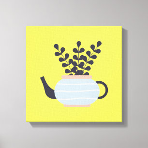 Toile Une théière moderne simple au pastel plante
