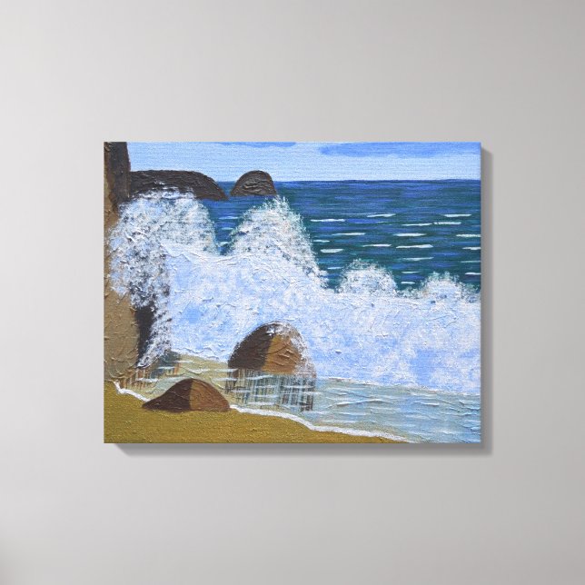 Toile Une vague se brisant sur la plage (Recto)
