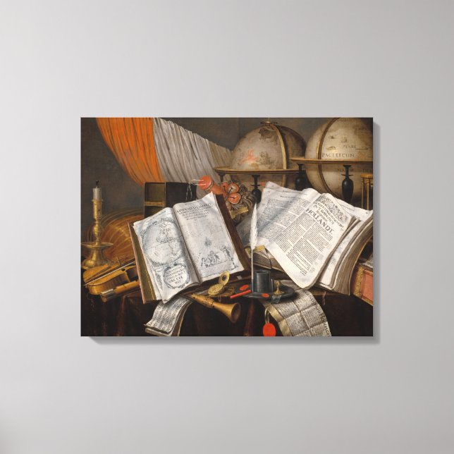 Toile Une vie morte de Vanitas avec un drapeau, 1662 par (Recto)