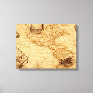 Toile Une vieille carte de l'Amérique