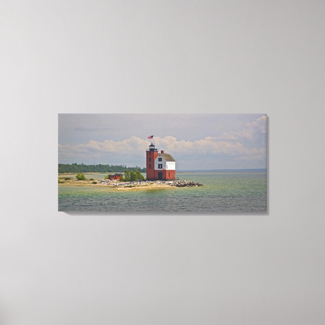 Toile Une vue de la station de phare de Round Island. (Recto)