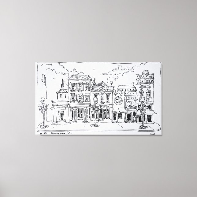 Toile Une vue de M Street à Georgetown, Washington DC. (Recto)