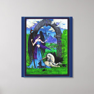 Toile Unicorn Angel Girl Femme Dragon