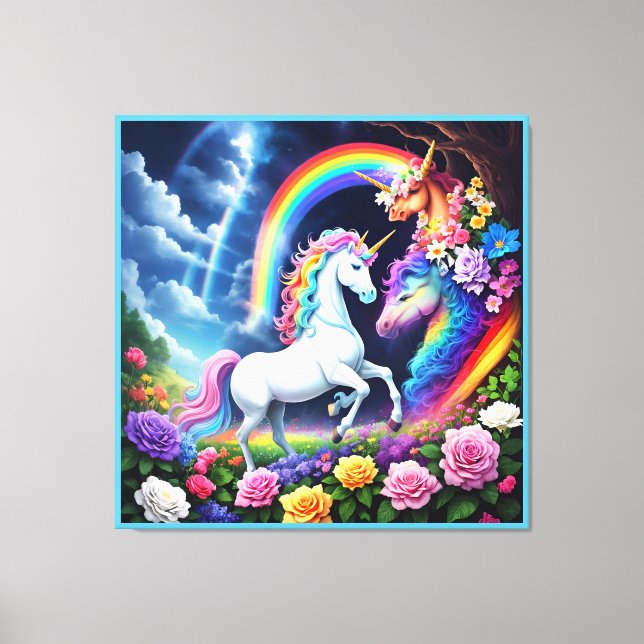 Toile Unicorne arc-en-ciel une (Recto)