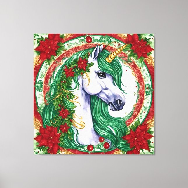 Toile Unicorne de Noël (Recto)