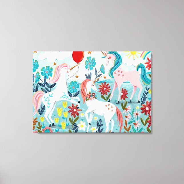 Toile Unicorne mignonne filles arc-en-ciel (Recto)