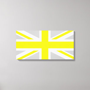 Toile Union Jack gris clair et jaune