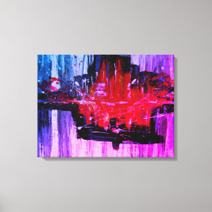 Toile Unique moderne Vibrant Rouge Bleu Noir Art Abstrai