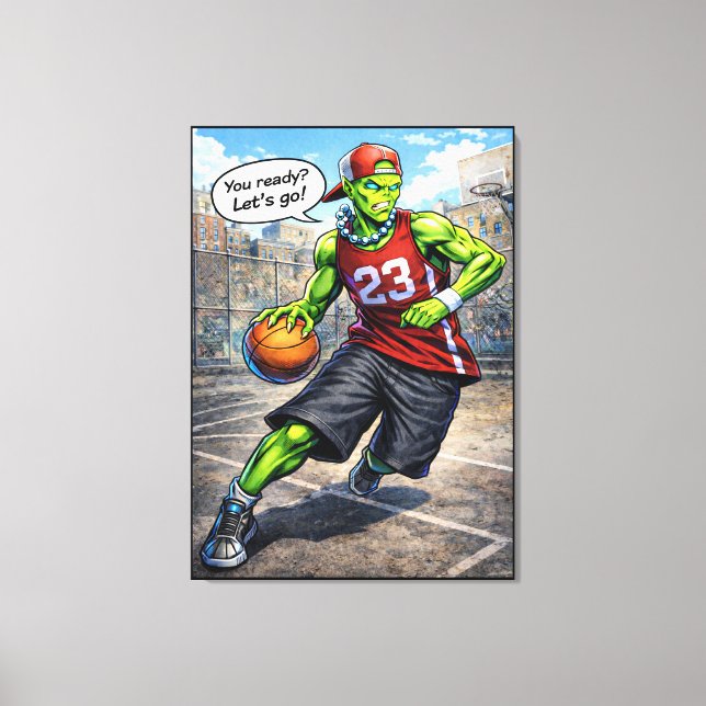 Toile Urban Alien Basketball Player - Comic Style Art (Recto)