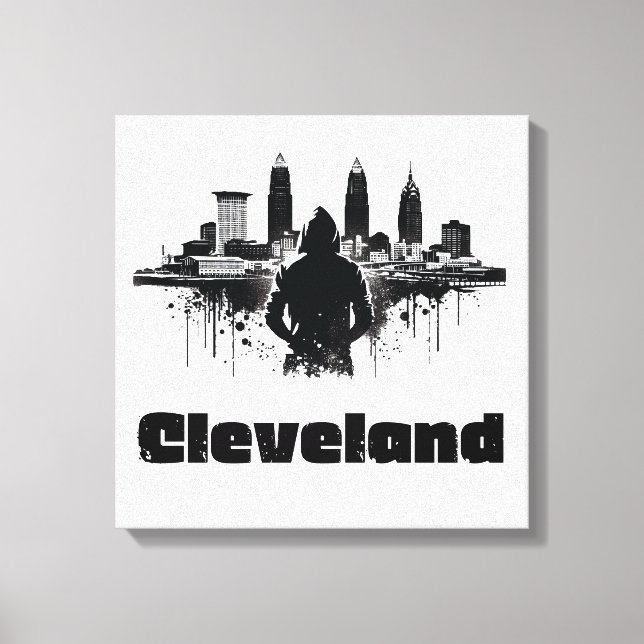 Toile Urban Cleveland Skyline Premium Canvas Art (Recto)