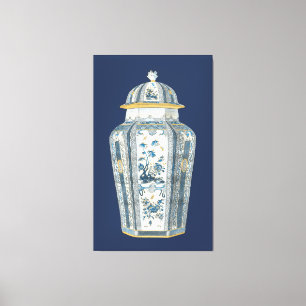 Toile Urne asiatique décorative dans bleu et blanc