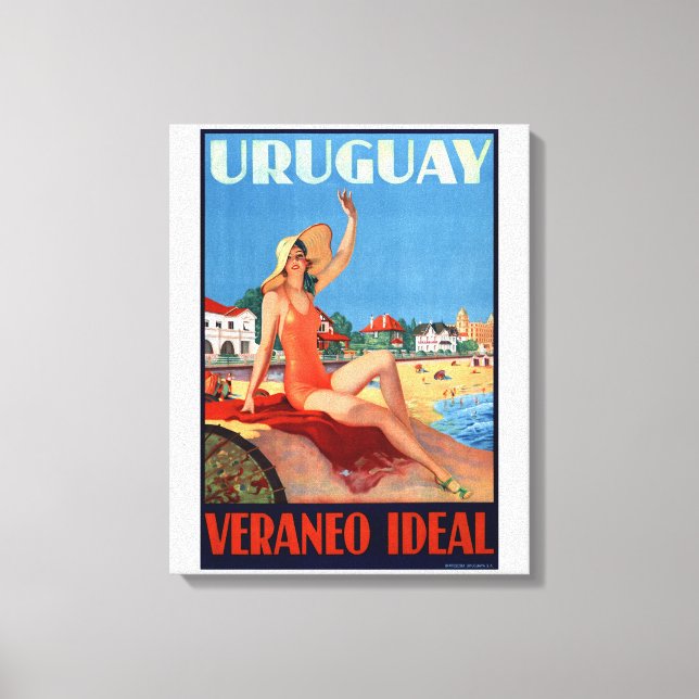 Toile Uruguay Veraneo Poster Vintage voyage idéal (Recto)