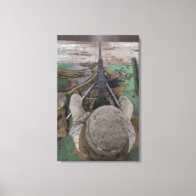 Toile US Marine tire une mitrailleuse de calibre M2 50 (Recto)