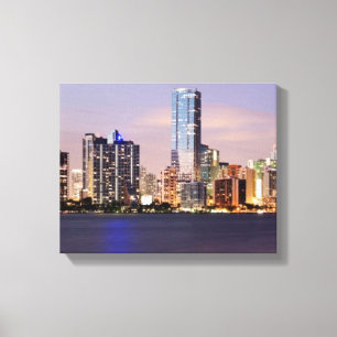 Toile USA, Floride, Miami skyline à crépuscule 2