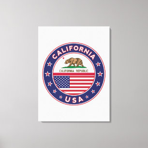 Toile USA_STATES - WITH_FLAG_California_circle_with_flag