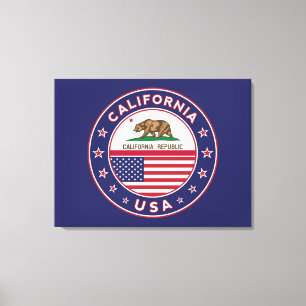 Toile USA_STATES - WITH_FLAG_California_circle_with_flag